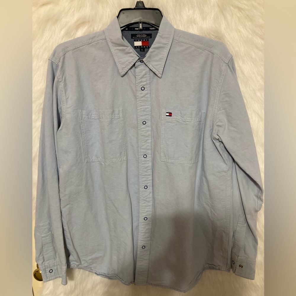 Long Sleeve Denim Button Down size Large